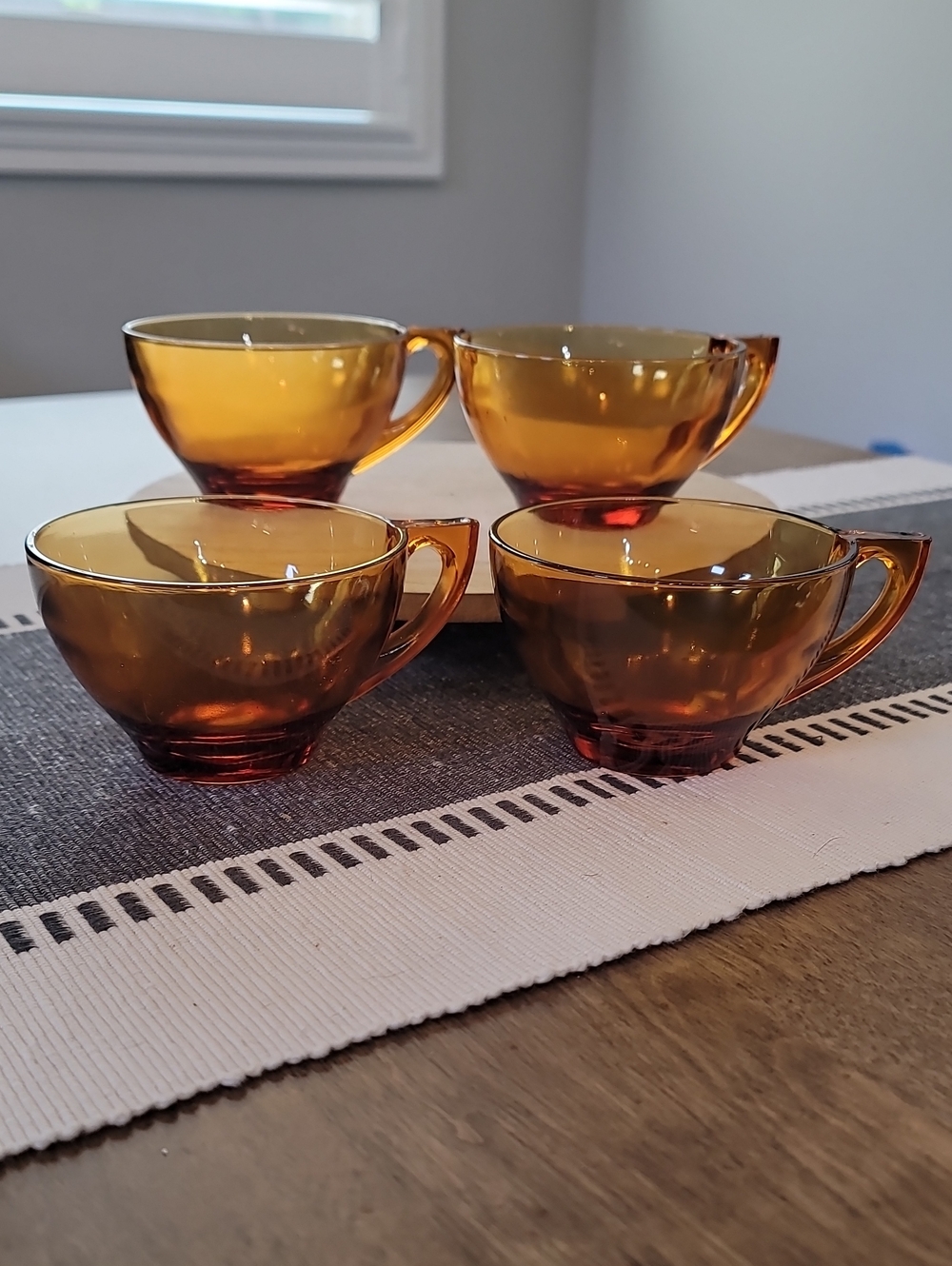 Vintage Amber Anchor Hocking Set Of 4 Coffee/Tea/Punch Cups